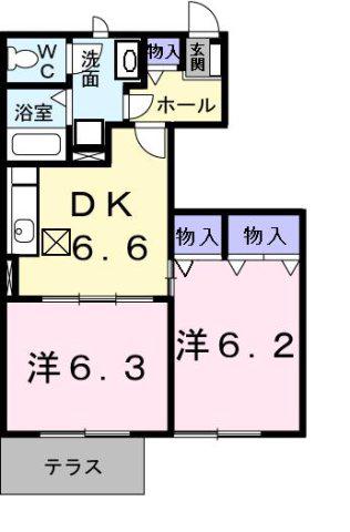 ベル エトワル(2DK/1階)の間取り写真