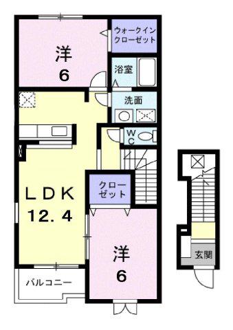 ファミリータイズⅠ(2LDK/2階)の間取り写真