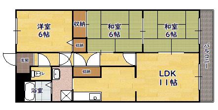 びわこマンション(3LDK/1階)の間取り写真
