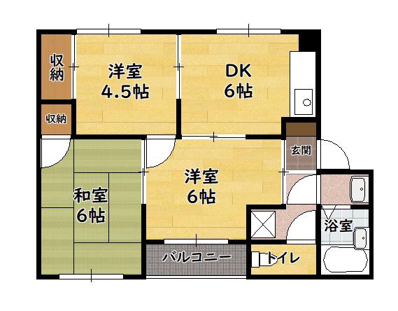 S-ARK5(3DK/2階)の間取り写真