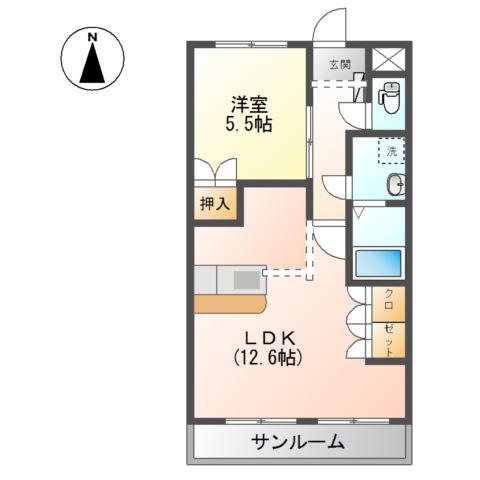 L‐STAGE(1LDK/1階)の間取り写真