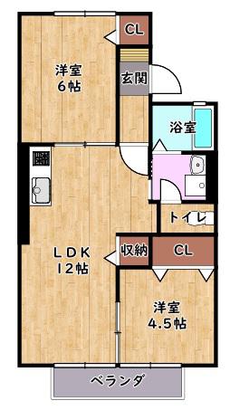 ハイツ堂前(2LDK/1階)の間取り写真