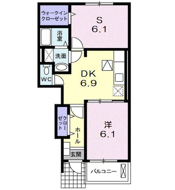 グリシーヌ アビテ(1SDK/1階)の間取り写真