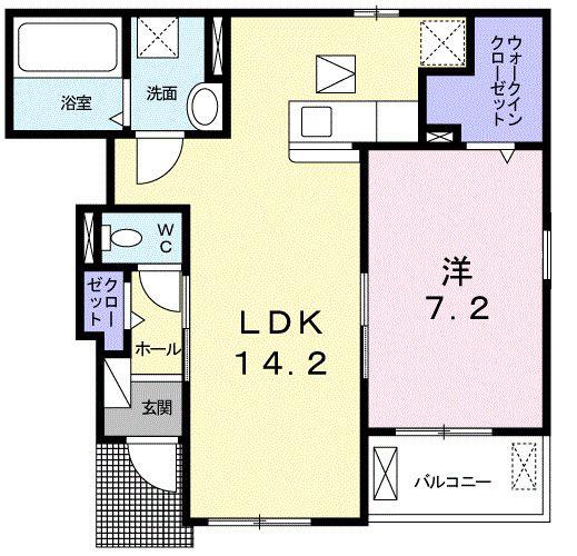プランタン ラモー(1LDK/1階)の間取り写真