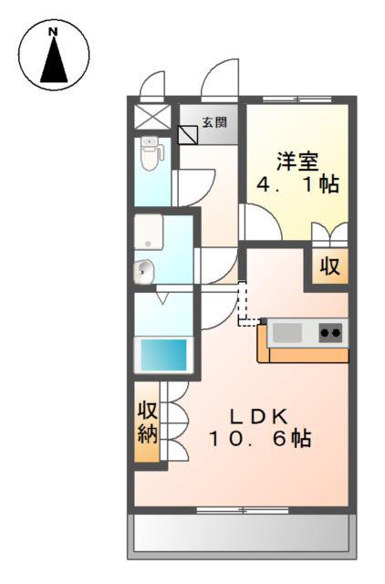 ボヌール・エスパースⅡ(1LDK/1階)の間取り写真