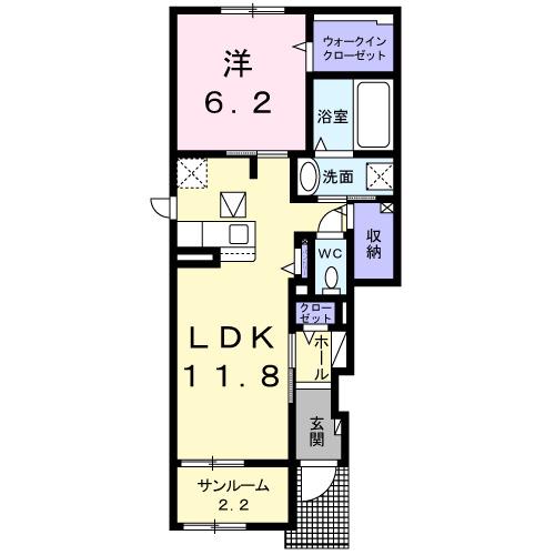 セレーノ・フォルテ(1LDK/1階)の間取り写真