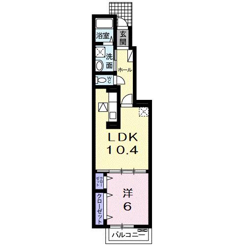 レインボーKY(1LDK/1階)の間取り写真