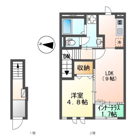 EUPHORIA(1LDK/2階)の間取り写真