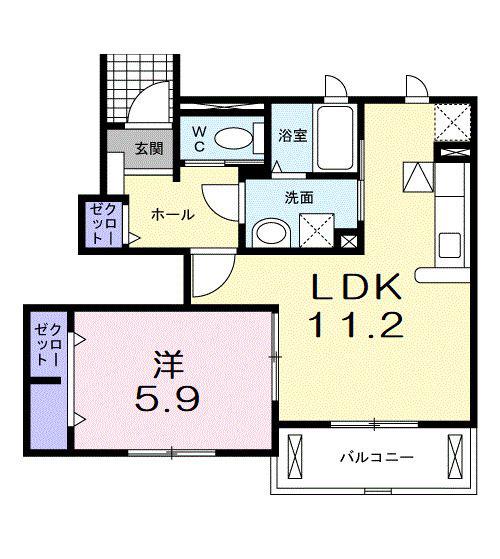 サンリットエアリーⅠ(1LDK/1階)の間取り写真