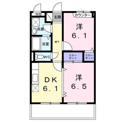 サザンクロス(2DK/3階)の間取り写真
