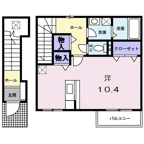エクセランクール(ワンルーム/2階)の間取り写真