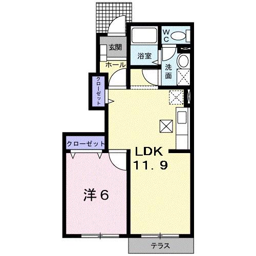 スコルピオーネ(1LDK/1階)の間取り写真