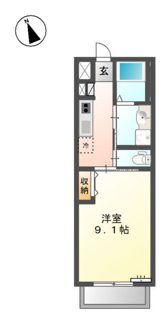 LARGE MOAT(1K/2階)の間取り写真