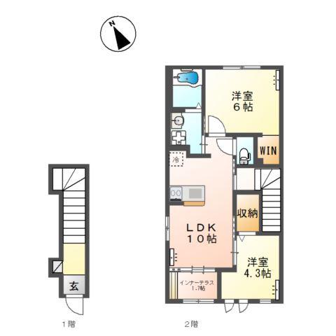 WISTERIA HOME(2LDK/2階)の間取り写真