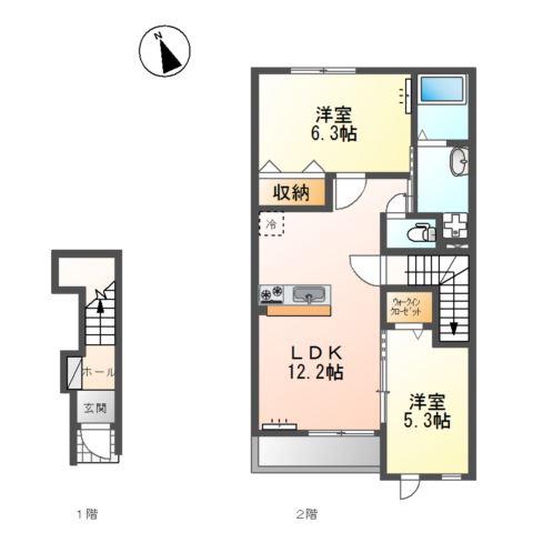 フェニックス(2LDK/2階)の間取り写真