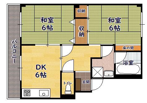 メイプルヒルズ(2DK/3階)の間取り写真