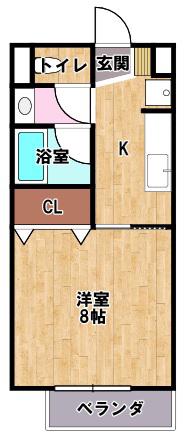 ピアーズ・アーク北芹(1K/1階)の間取り写真