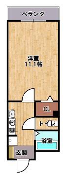 プラージュカンサイ(1K/1階)の間取り写真