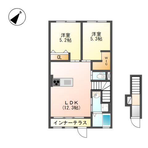 メゾン ベイリーフ(2LDK/2階)の間取り写真