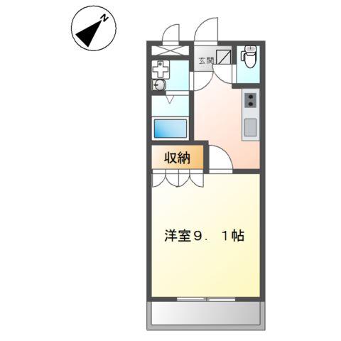 KURUMI(1K/1階)の間取り写真
