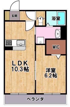 フリーガーデン(1LDK/1階)の間取り写真