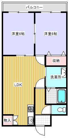 ドリーミィー(2LDK/4階)の間取り写真