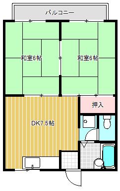 ハイツ秋桜1(2DK/2階)の間取り写真