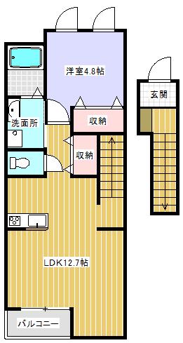 トリムガーデン(1LDK/2階)の間取り写真