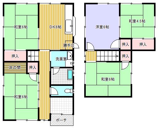草津線 甲西駅 徒歩32分 2階建 築37年(5DK)の間取り写真