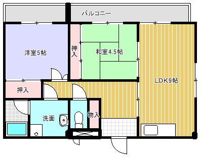 パレス南海(2LDK/6階)の間取り写真