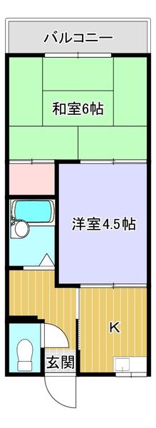 ハイネスグリーン貴生川(2K/1階)の間取り写真
