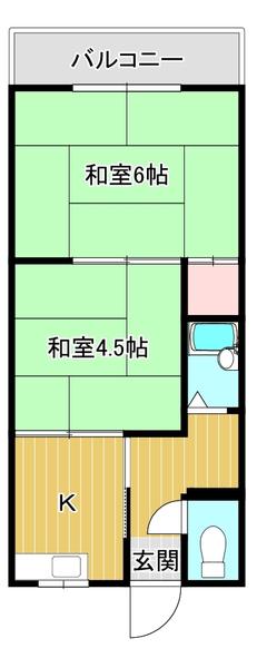 ハイネスグリーン貴生川(2K/1階)の間取り写真