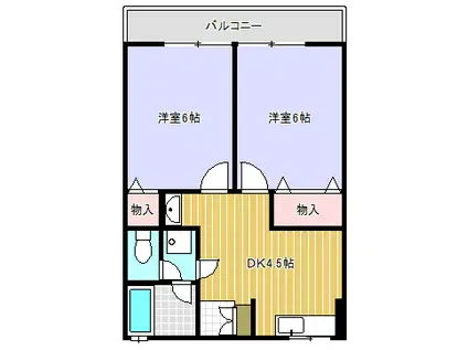 ハートフル信楽(2DK/1階)の間取り写真