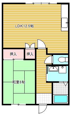 ひまわり(1LDK/1階)の間取り写真