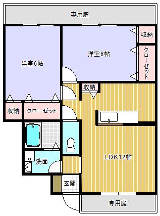 草津線 甲賀駅 徒歩10分 2階建 築22年(2LDK/1階)の間取り写真