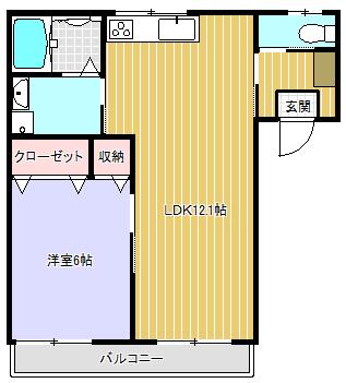 草津線 石部駅 徒歩45分 2階建 築38年(1LDK/2階)の間取り写真