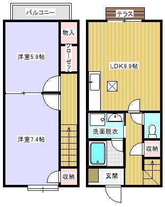 SUNNYPALACE(2LDK/1階)の間取り写真