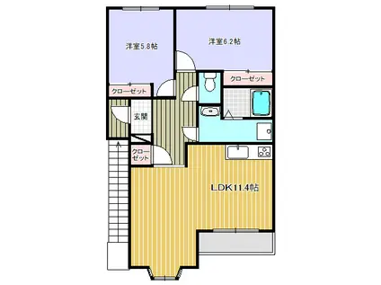 近江鉄道本線 日野駅(滋賀) 徒歩18分 2階建 築22年(2LDK/2階)の間取り写真