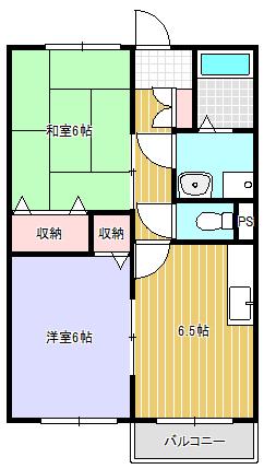 ウィンビューC棟(2DK/2階)の間取り写真