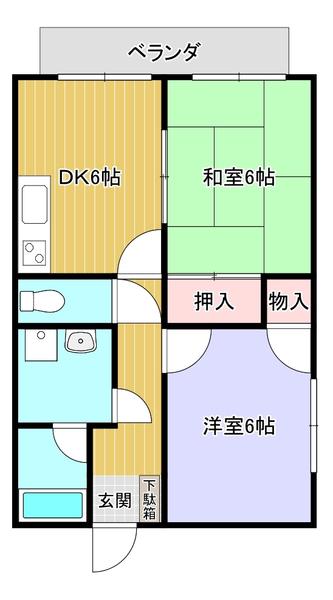 メゾンミサキ(2DK/2階)の間取り写真