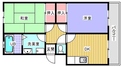 グランベールJIN(2DK/3階)の間取り写真