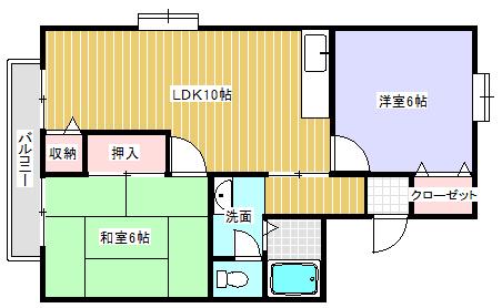 リヴェールⅠ(2LDK/1階)の間取り写真