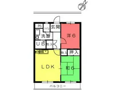近江鉄道本線 水口駅 徒歩17分 3階建 築37年(2LDK/3階)の間取り写真