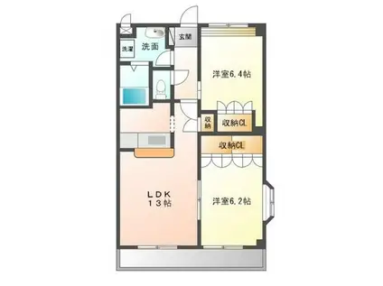 プランドール悠(2LDK/2階)の間取り写真