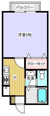 デジール的場(1K/2階)の間取り写真