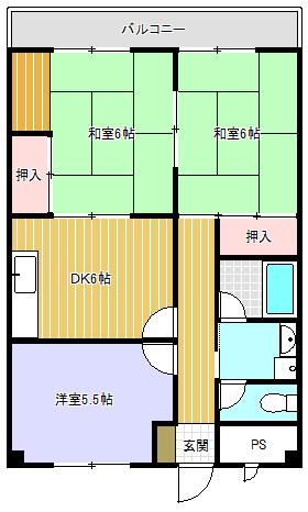 近江鉄道本線 貴生川駅 徒歩5分 6階建 築30年(3DK/5階)の間取り写真