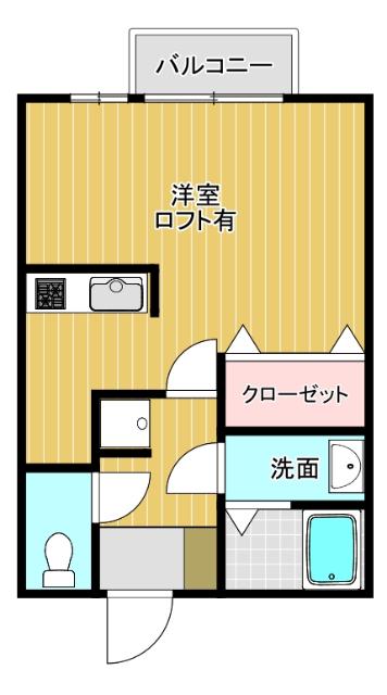 ユリシス(1K/2階)の間取り写真