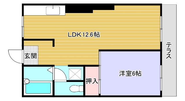 ハイスクエア湖南(1LDK/1階)の間取り写真