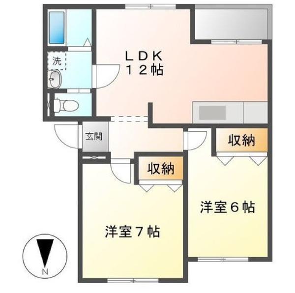 クリスタール華(2LDK/1階)の間取り写真