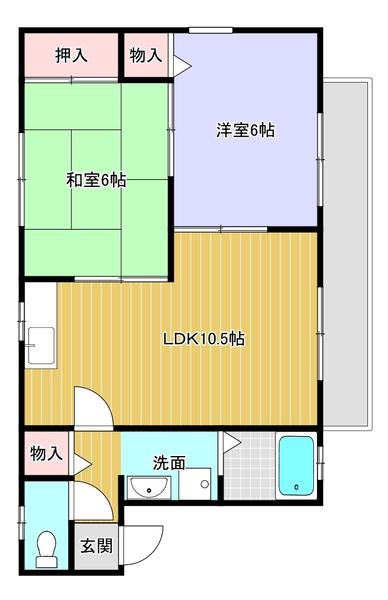 サンフィールド(2LDK/1階)の間取り写真